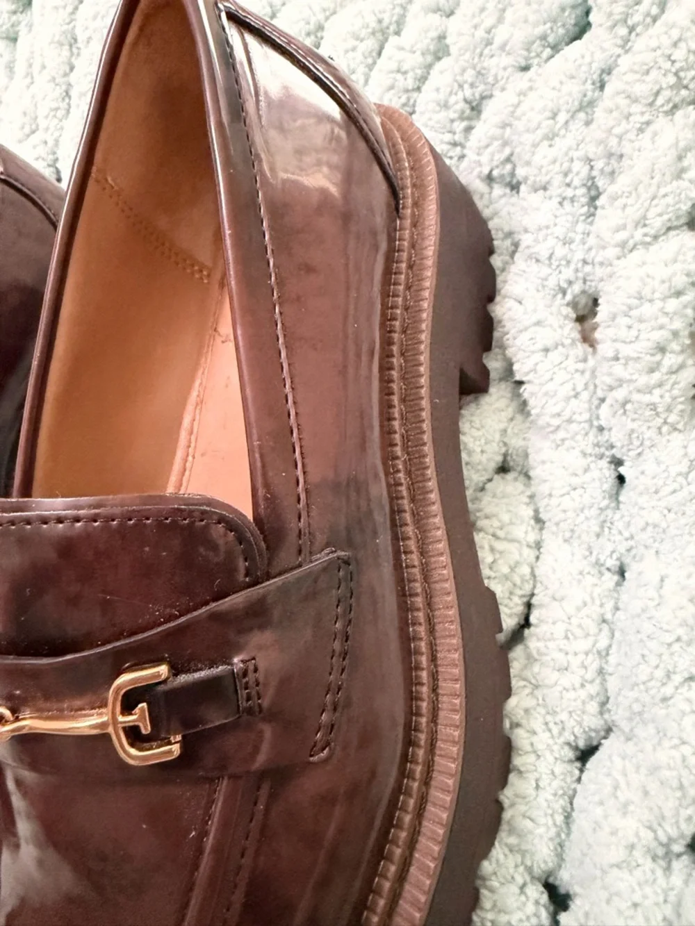 Sam Edelman Brown Patent Leather Lug Sole Loafers - Picture 11 of 17